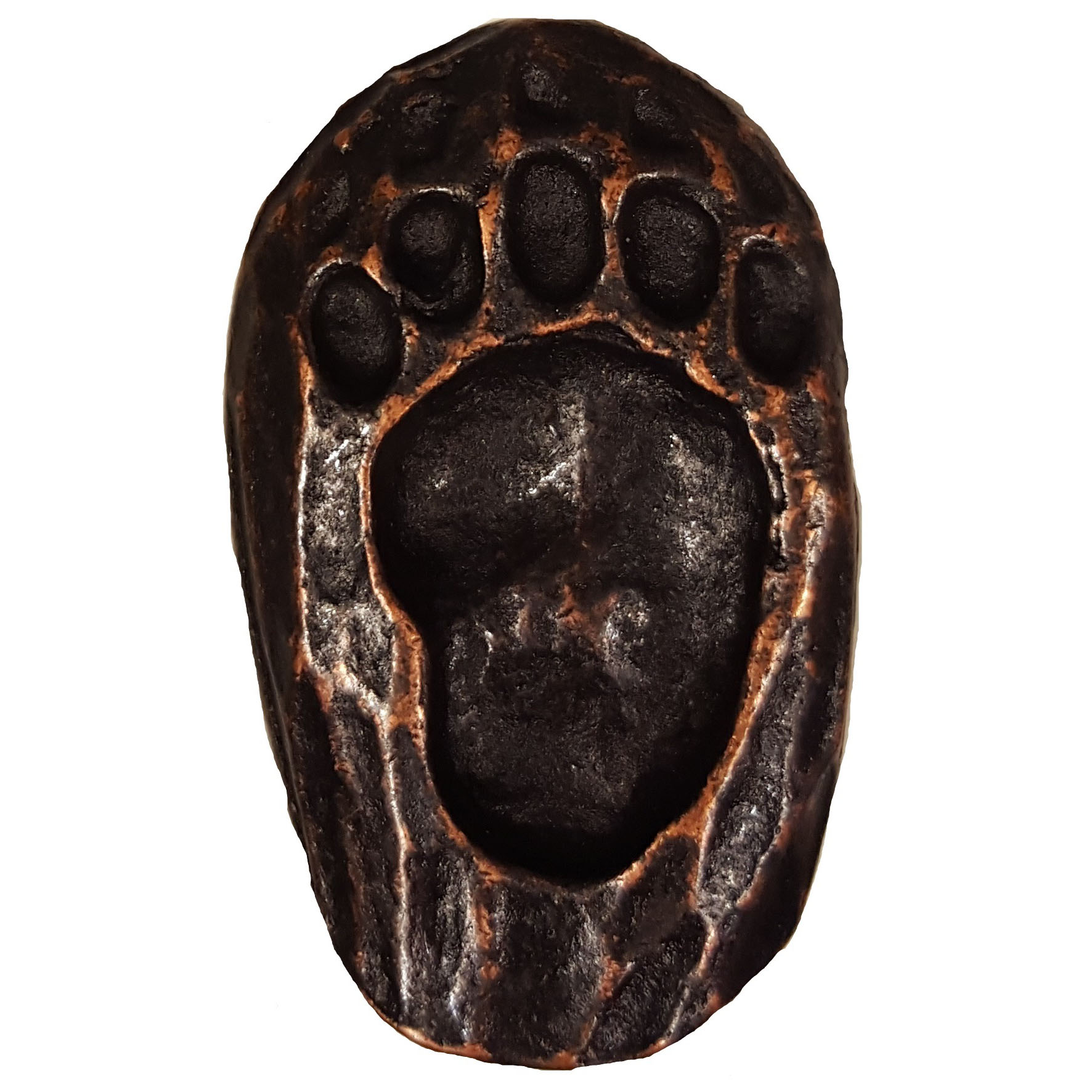 product: Buck Snort Lodge Single Bear Track Pull, Left, Oil Rubbed Bronze, Model 171ORB shown
