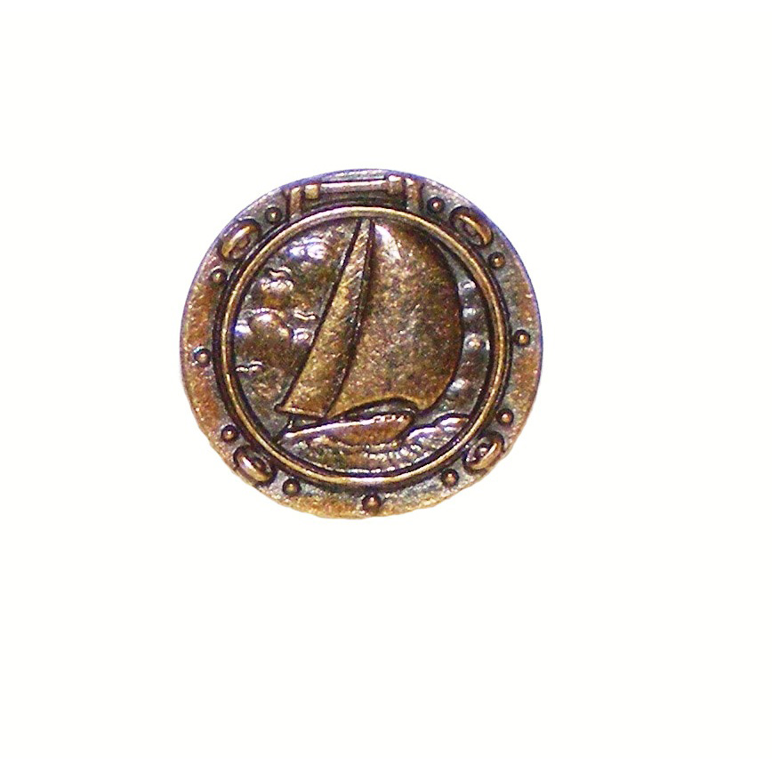 Sailboat In Porthole Pull, Antique Brass, Model 100ab
