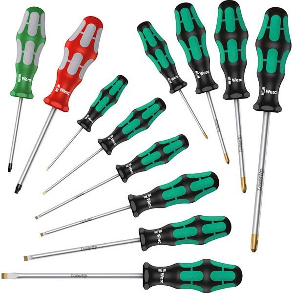 334/368/12 Screwdriver Set (slotted, Phillips, And Square), 12 Pc.