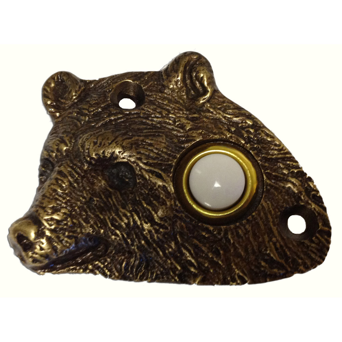 Bear Head Door Bell, Antique Brass, Model 925ab