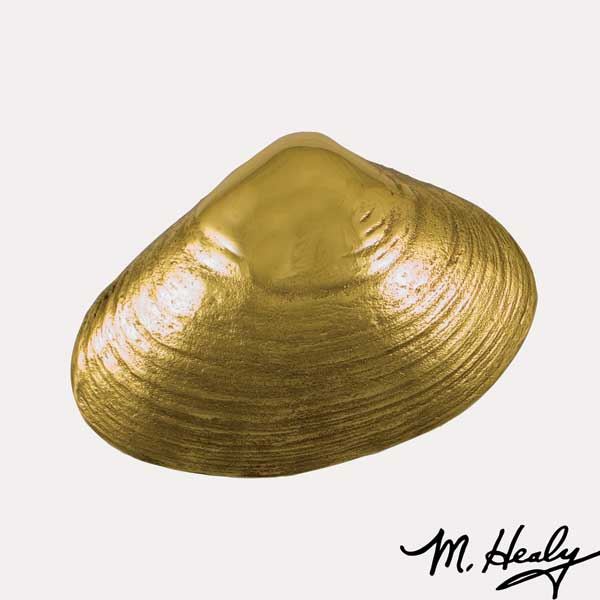 Surf Clam Door Knocker, Polished Brass And Brown Patina