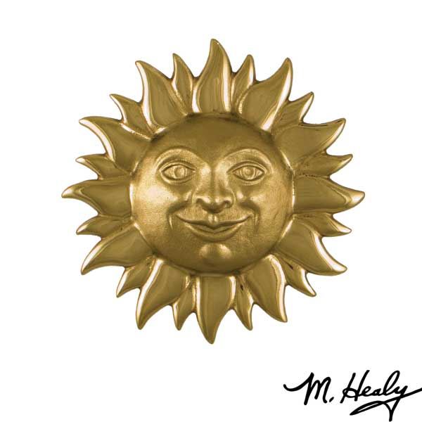 Smiling Sunface Door Knocker, Polished And Highlighted Brass
