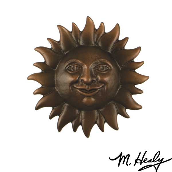 Smiling Sunface Door Knocker, Oiled Bronze