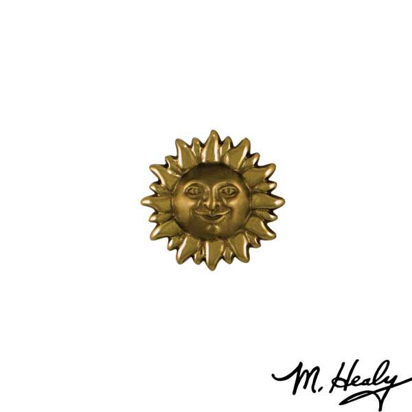 Smiling Sun Face Door Bell Ringer, Polished And Highlighted Brass