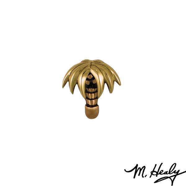 Palm Tree Door Bell Ringer, Polished Brass And Highlighted Bronze