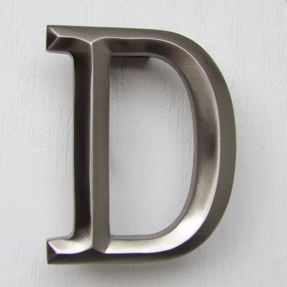 Letter D Monogram Door Knocker, Brushed Nickel