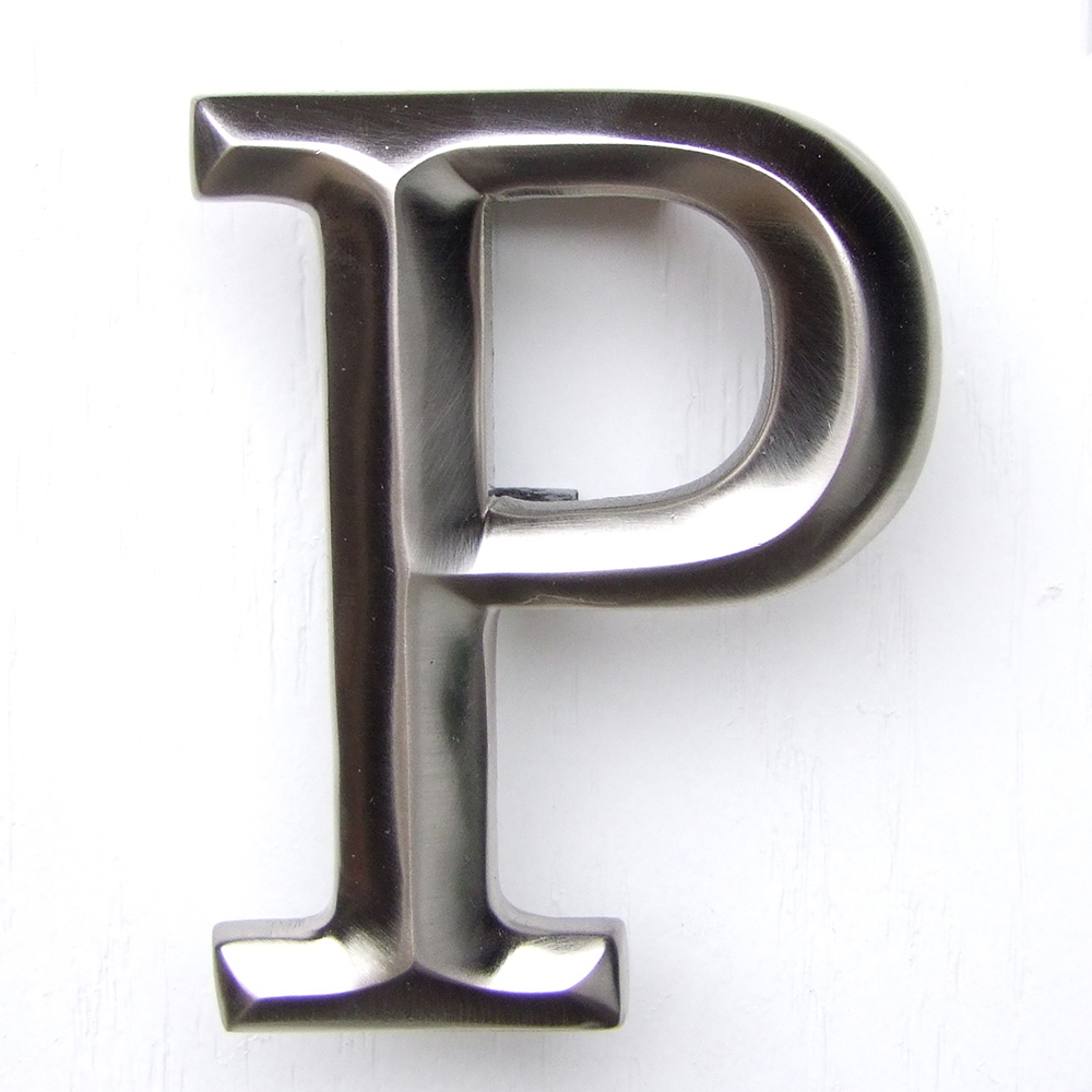 Letter P Monogram Door Knocker, Brushed Nickel