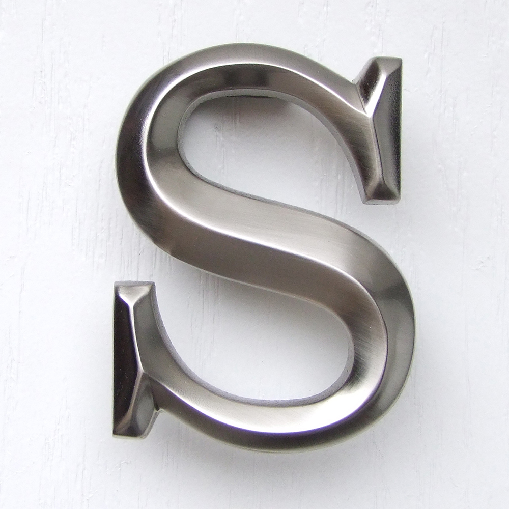 Letter S Monogram Door Knocker, Brushed Nickel