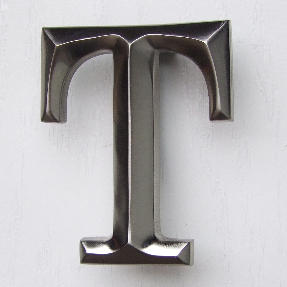 Letter T Monogram Door Knocker, Brushed Nickel