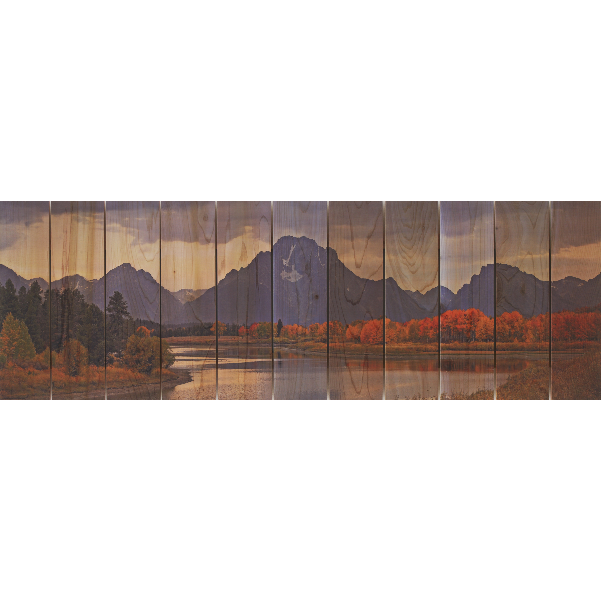 Daydream Gizaun Cedar Wall Art, Mountain Paradise, 32" X 11"