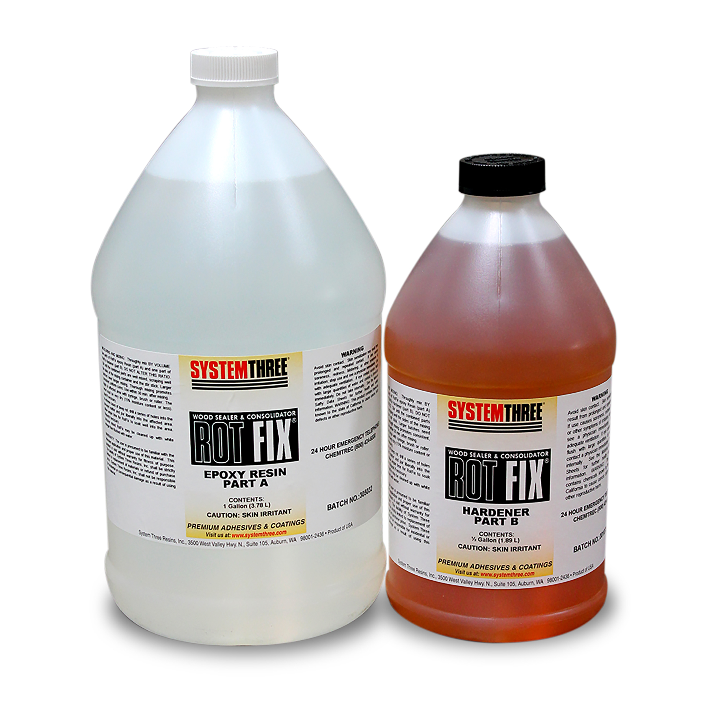 product: System Three RotFix Epoxy Wood Sealer and Consolidator - 1.5 Gallon Kit shown