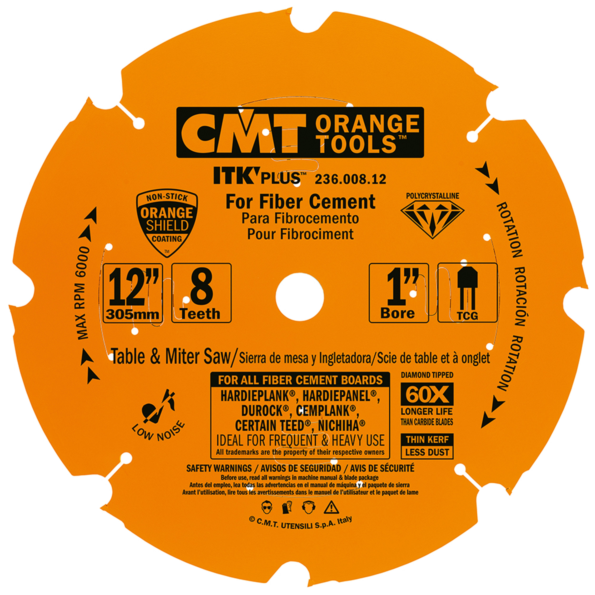 236.008.12 Miter Saw/circular Saw Blade, 12" X 8t X 1" Bore