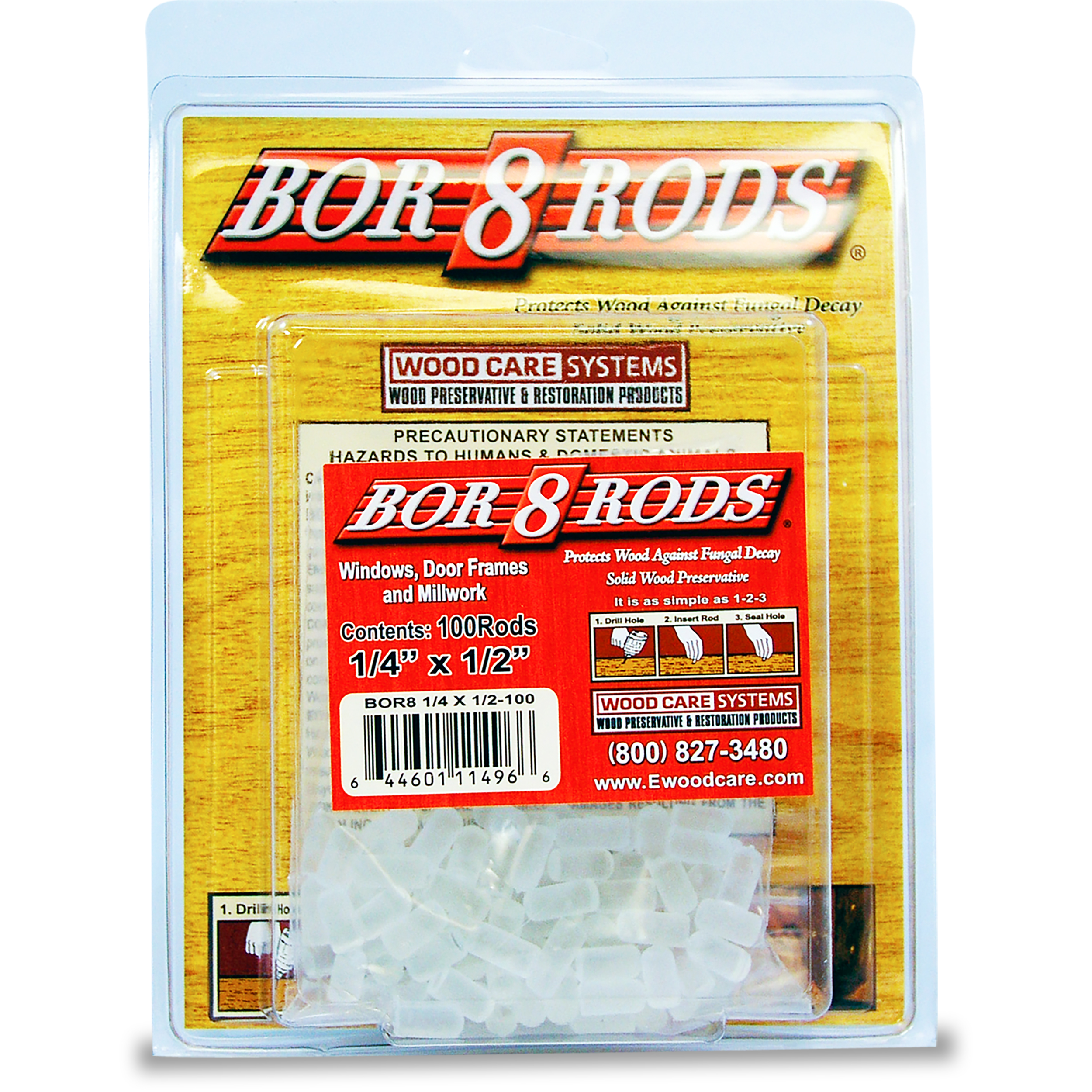 Bor-8-rods, 1/4" X 1/2", Box Of 100