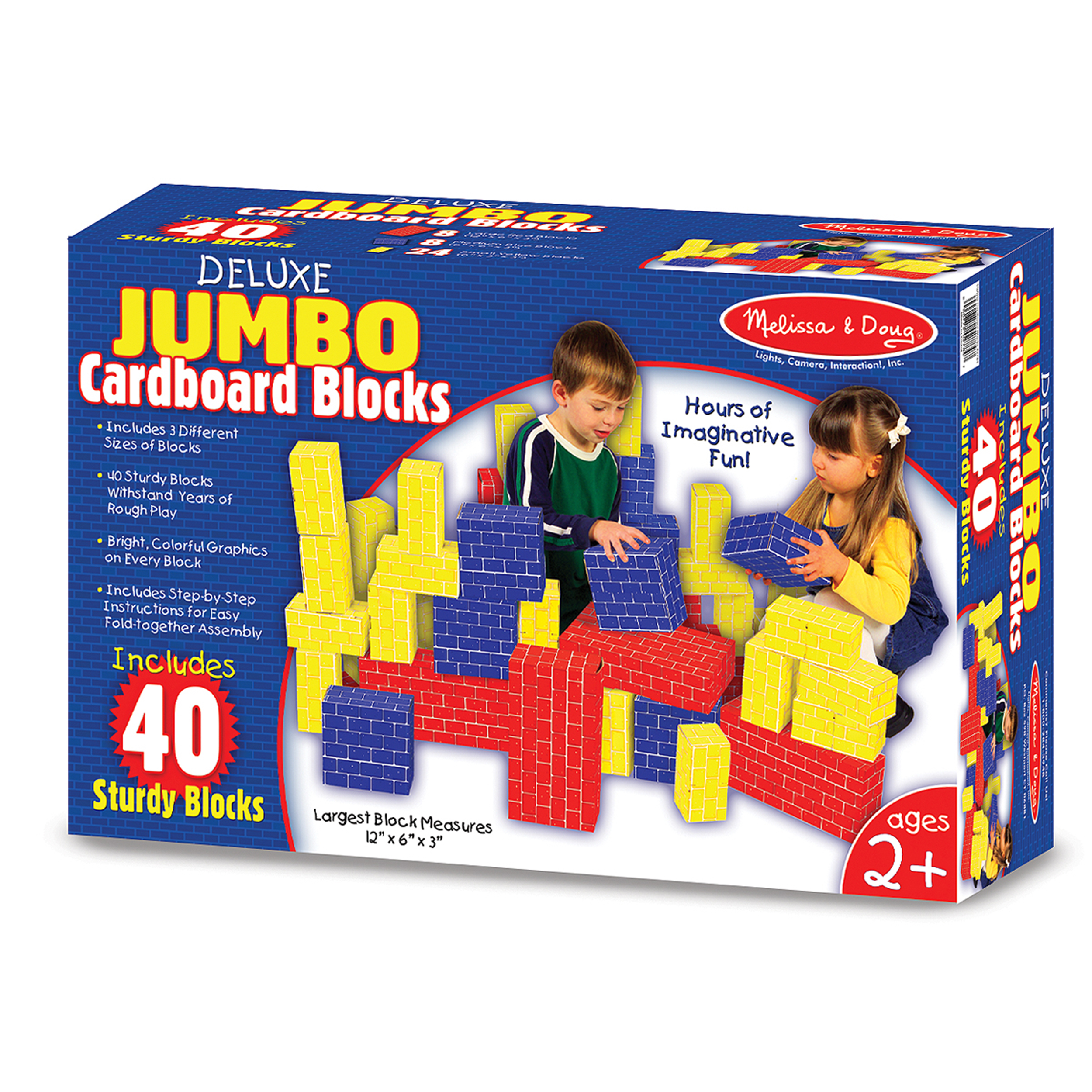 Melissa & Doug Deluxe Jumbo Cardboard Blocks, 40-piece