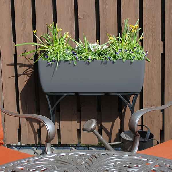 Elevated Urban Planter With Stand, 36" X 15", Graphite