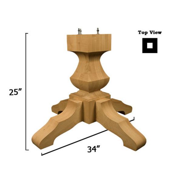 Red Oak Transitional Table Pedestal Base Kit, Model 1175o
