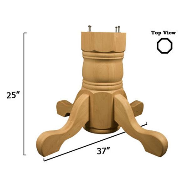 Soft Maple Traditional Table Pedestal Base Kit, Model 1178m