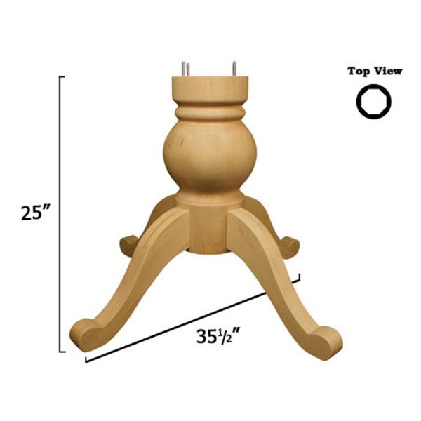 Soft Maple Shallowford Table Pedestal Kit, Model 1158m