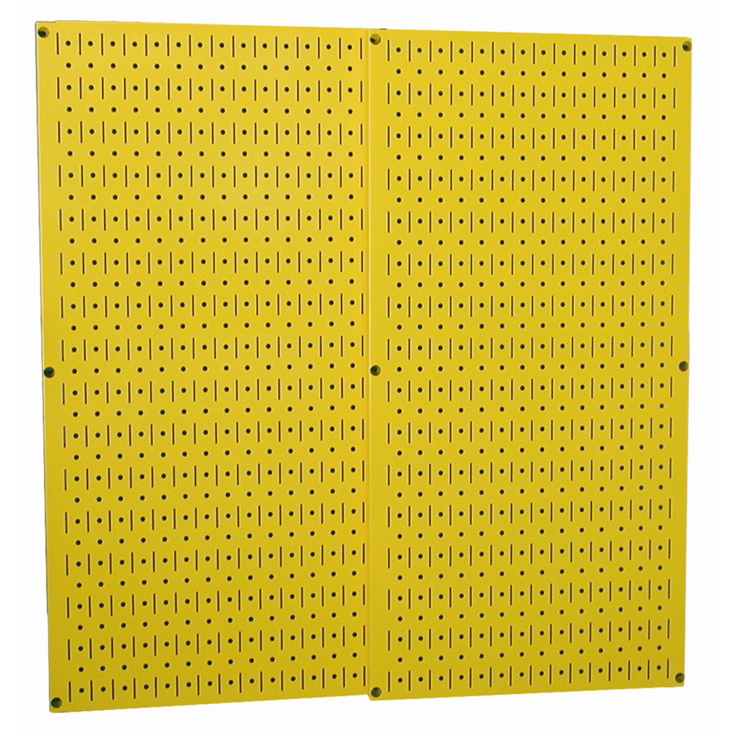 product: Wall Control Storage Systems Yellow Metal Pegboard Pack - Two Pegboard Tool Boards shown