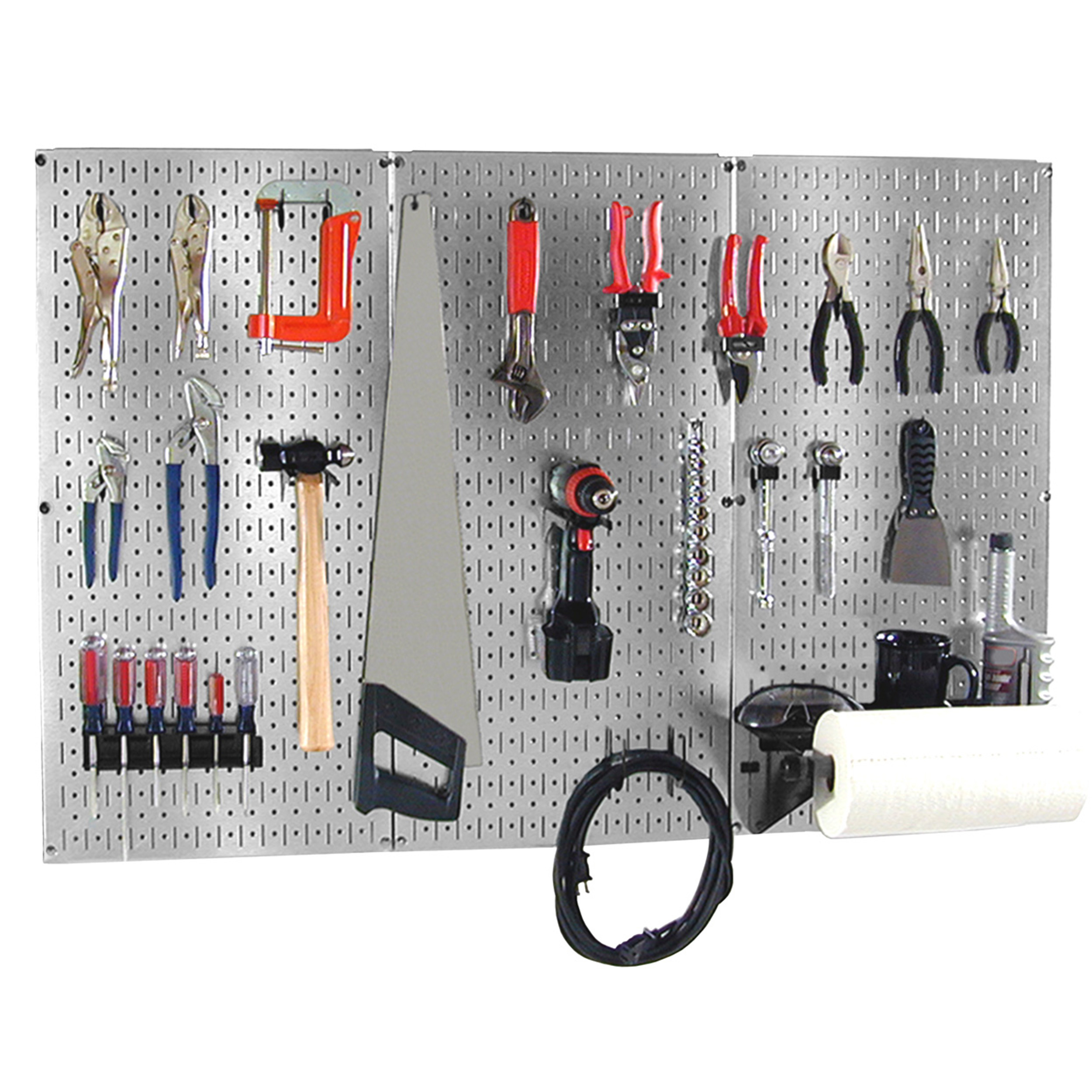 4 Ft Metal Pegboard Basic Tool Organizer Kit With Galvanized Toolboard And Black Accessories