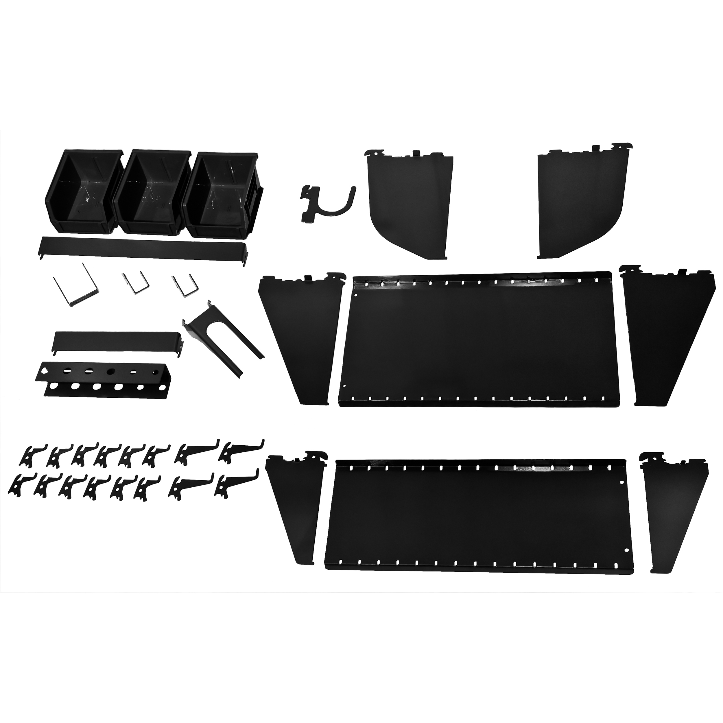 Slotted Tool Board Workstation Accessory Kit For Wall Control Pegboard, Black