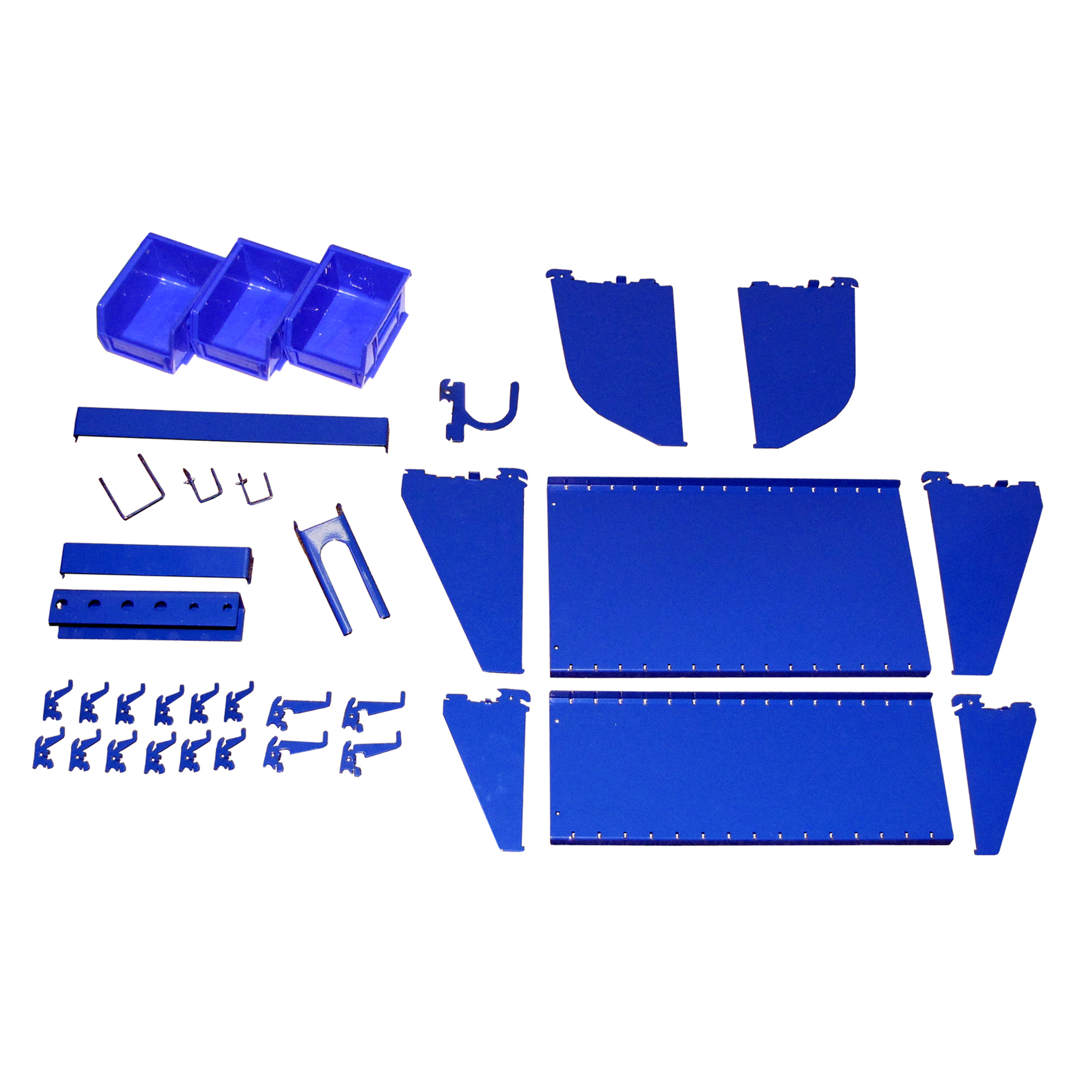 Slotted Tool Board Workstation Accessory Kit For Wall Control Pegboard, Blue
