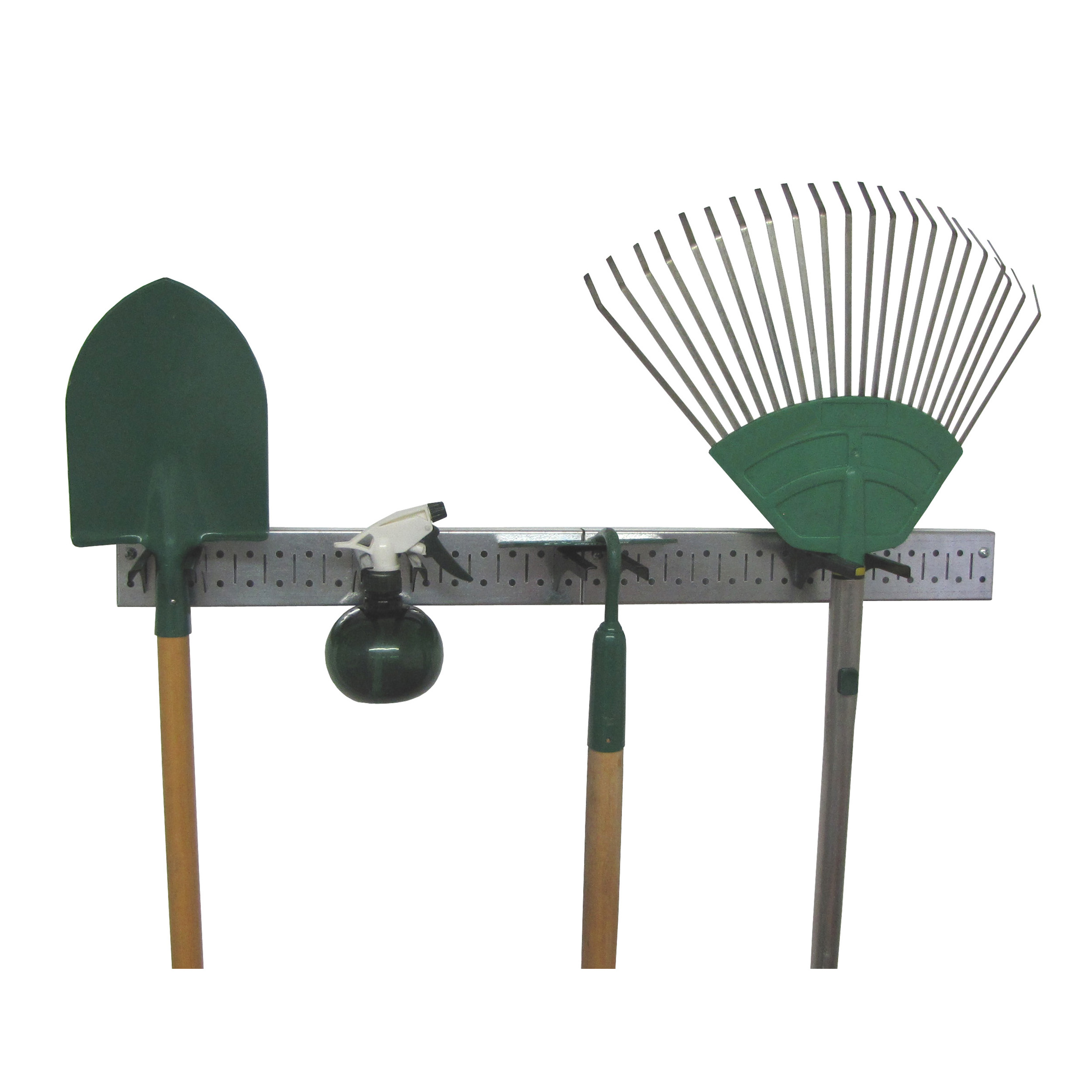 product: Wall Control Storage Systems Metal Pegboard Strip Garden Tool Organizer Kit shown