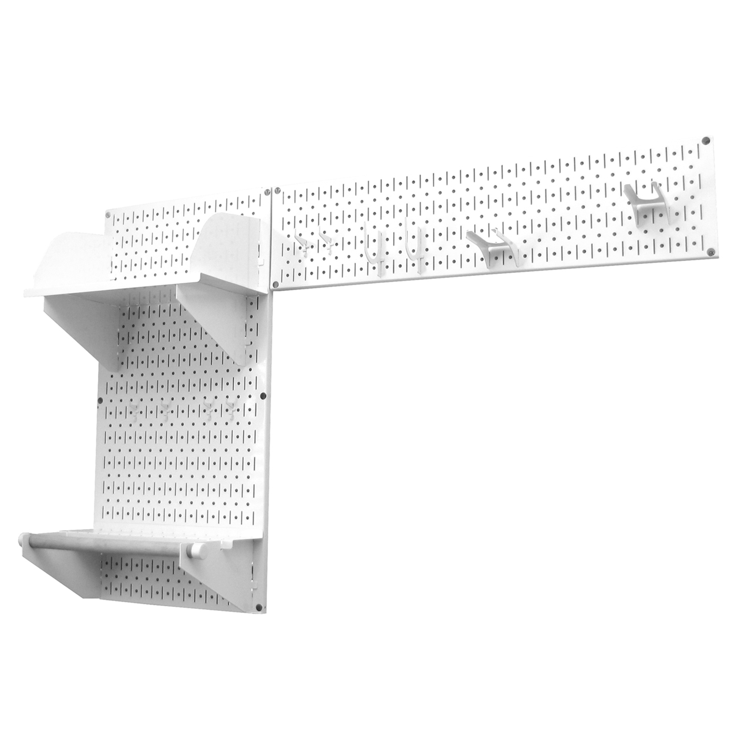 Pegboard Garden Tool Board Organizer With White Pegboard And White Accessories