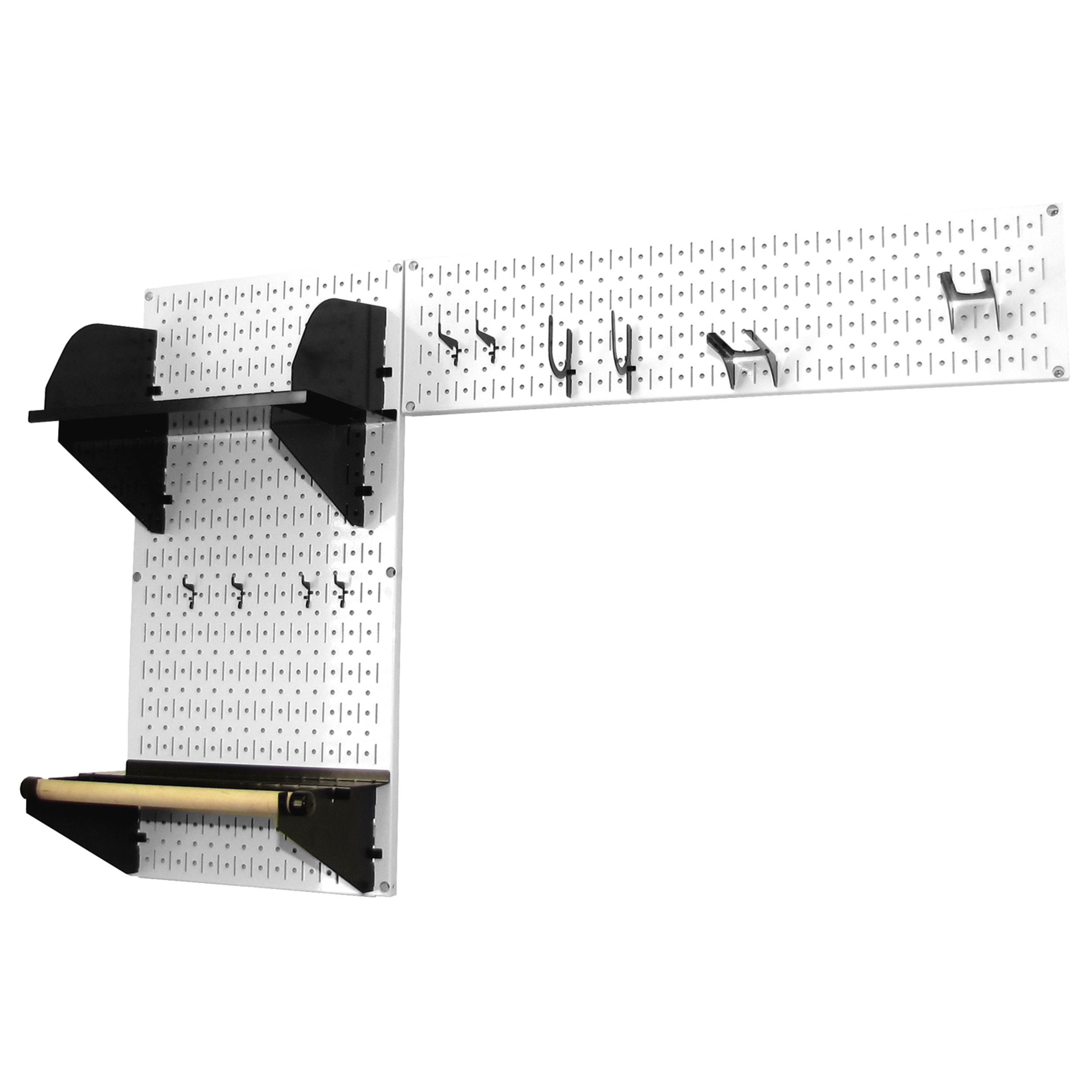 Pegboard Garden Tool Board Organizer With White Pegboard And Black Accessories