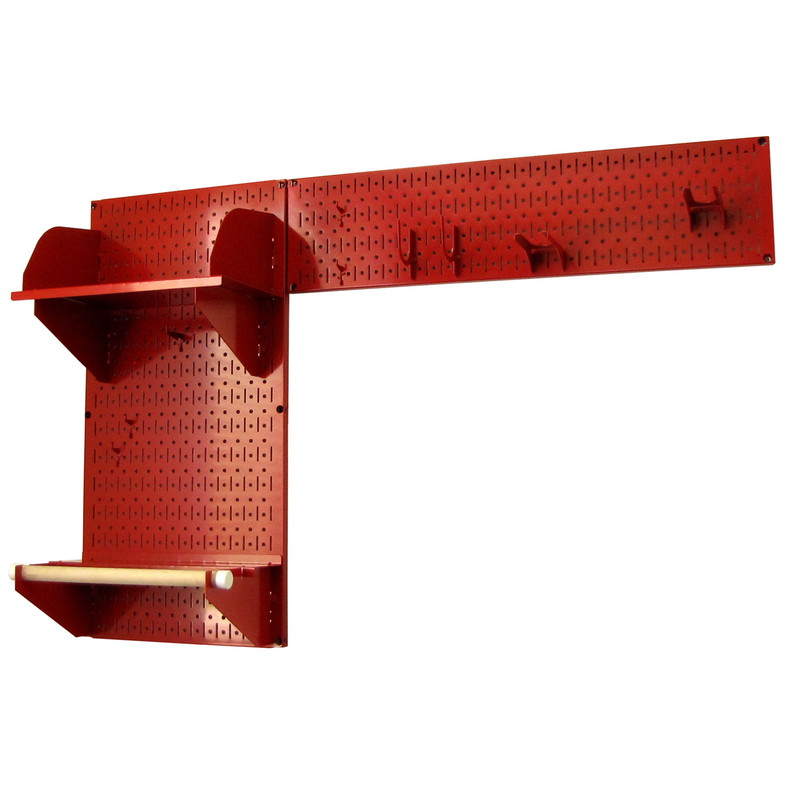 Pegboard Garden Tool Board Organizer With Red Pegboard And Red Accessories