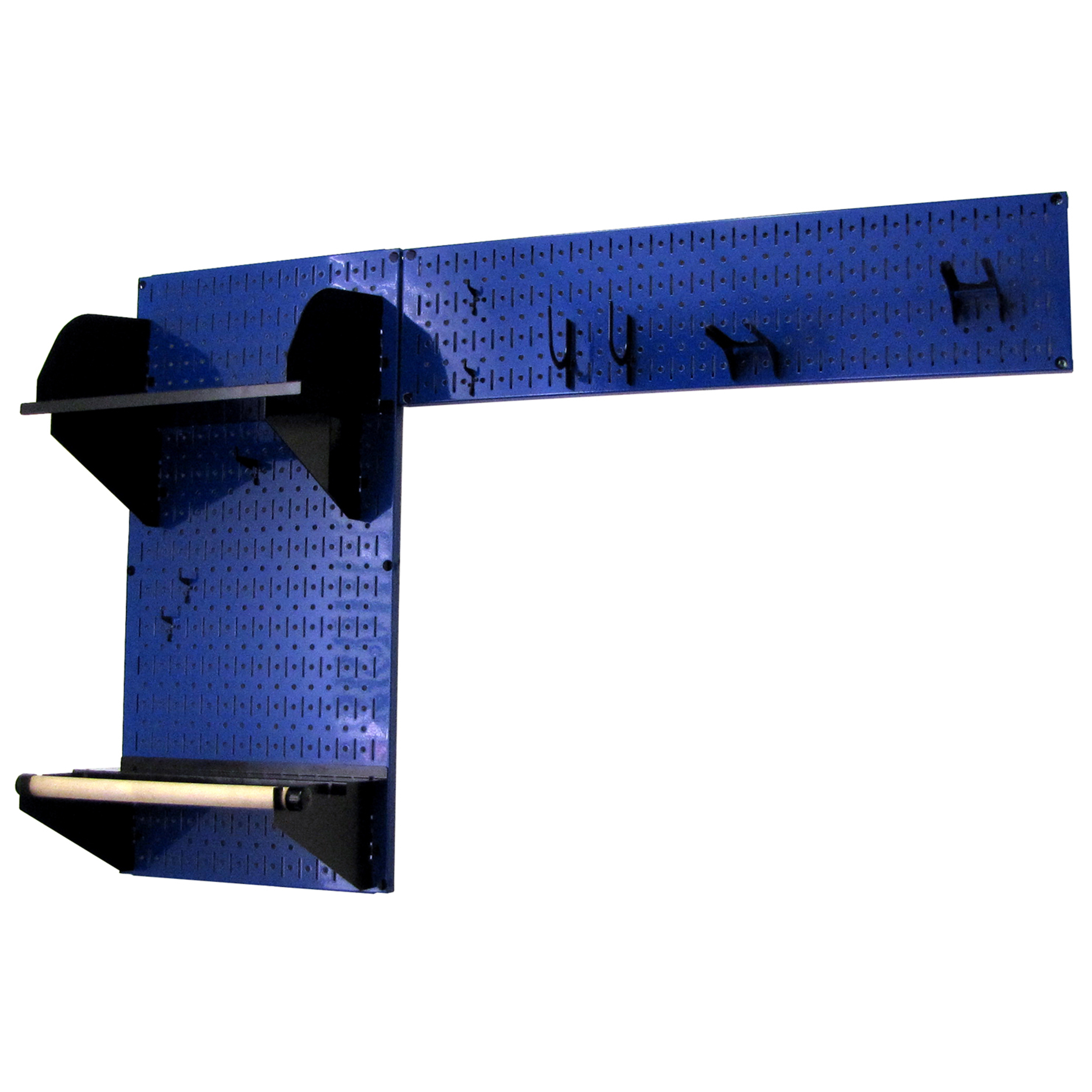 Pegboard Garden Tool Board Organizer With Blue Pegboard And Black Accessories