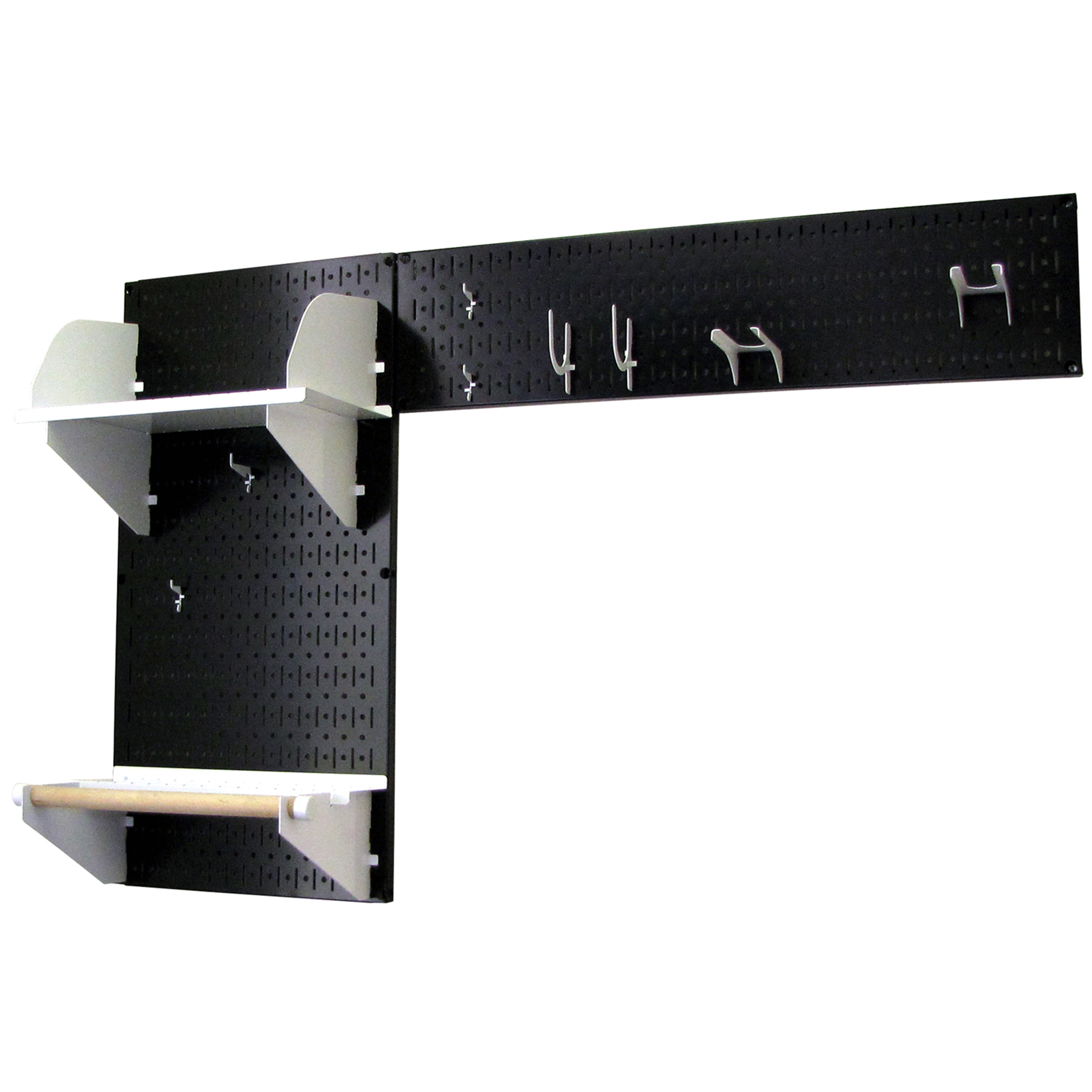 Pegboard Garden Tool Board Organizer With Black Pegboard And White Accessories