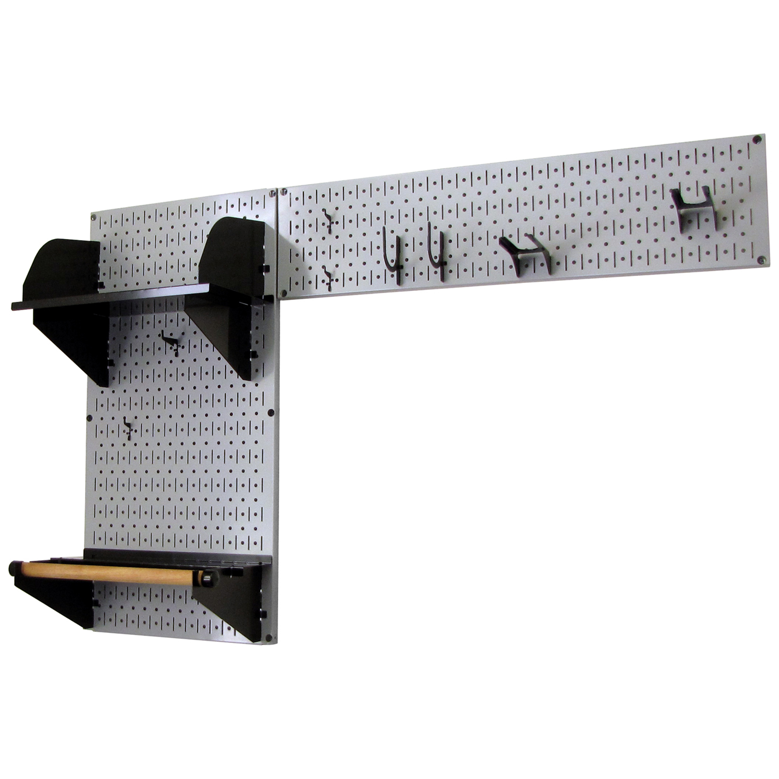 Pegboard Garden Tool Board Organizer With Gray Pegboard And Black Accessories