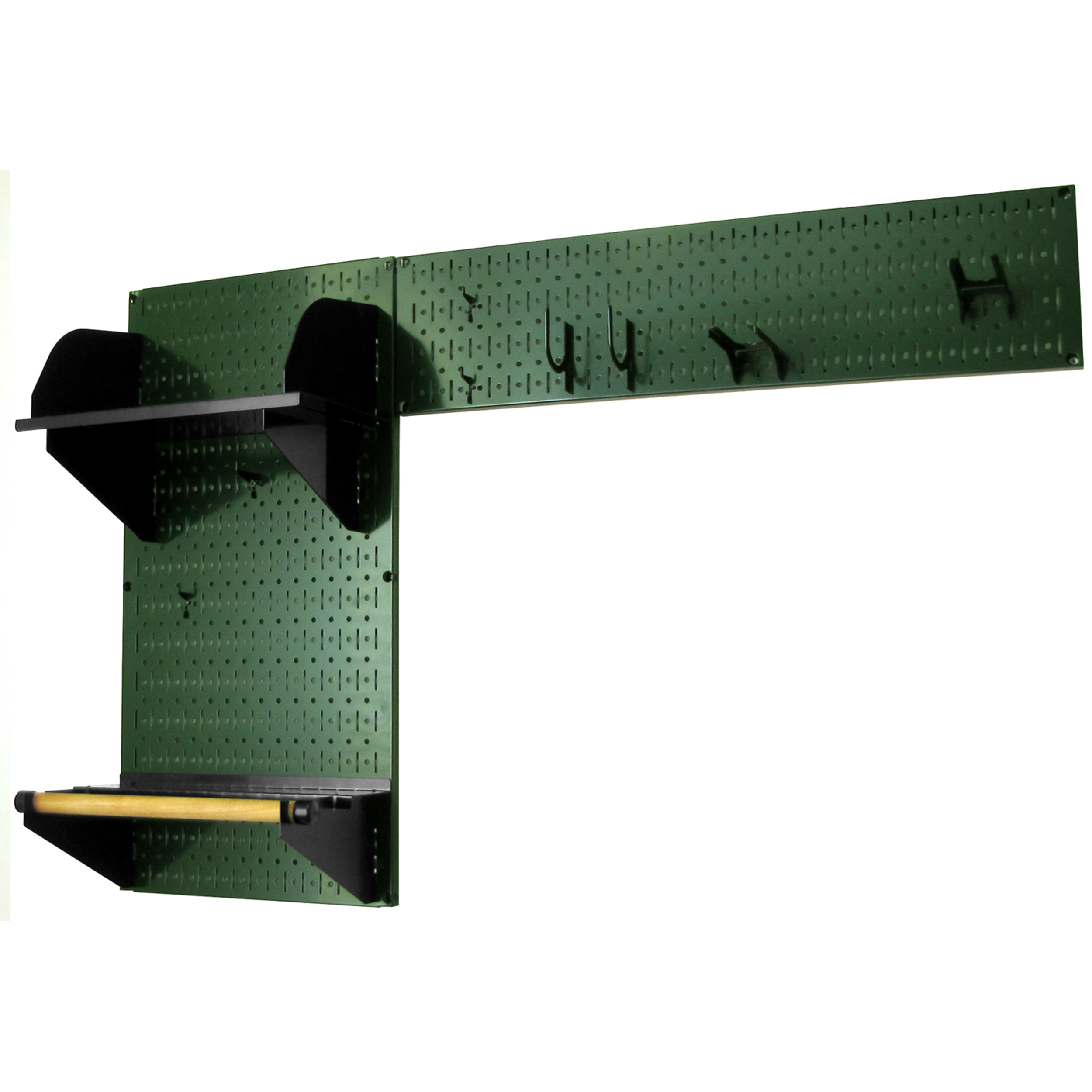 Pegboard Garden Tool Board Organizer With Green Pegboard And Black Accessories
