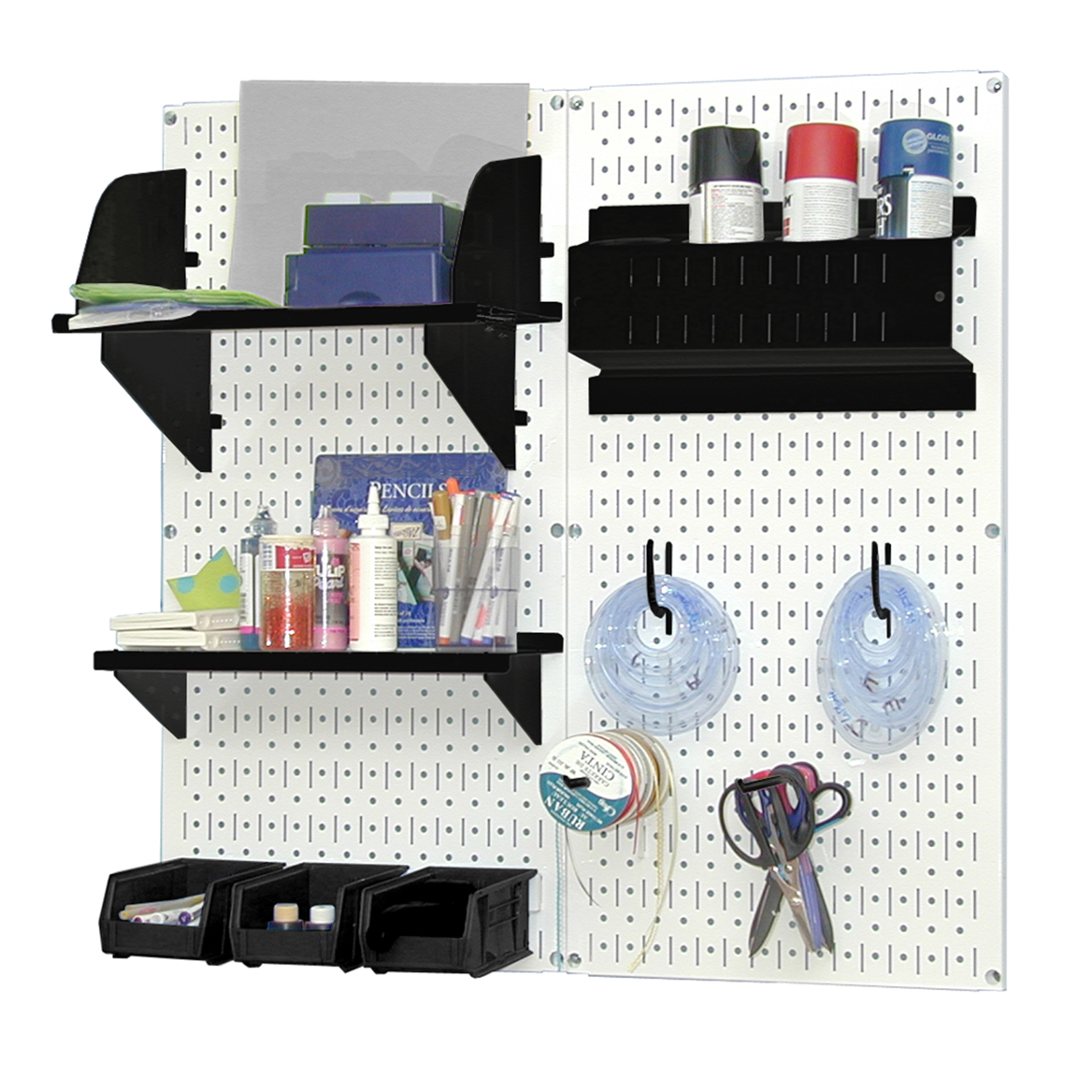 Pegboard Hobby Craft Pegboard Organizer Storage Kit With White Pegboard And Black Accessories