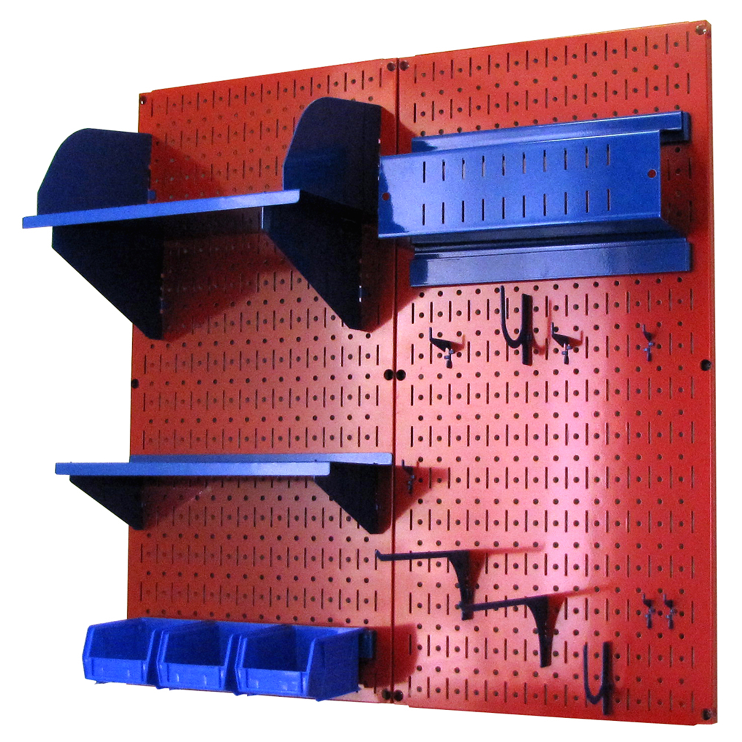 Pegboard Hobby Craft Pegboard Organizer Storage Kit With Red Pegboard And Blue Accessories