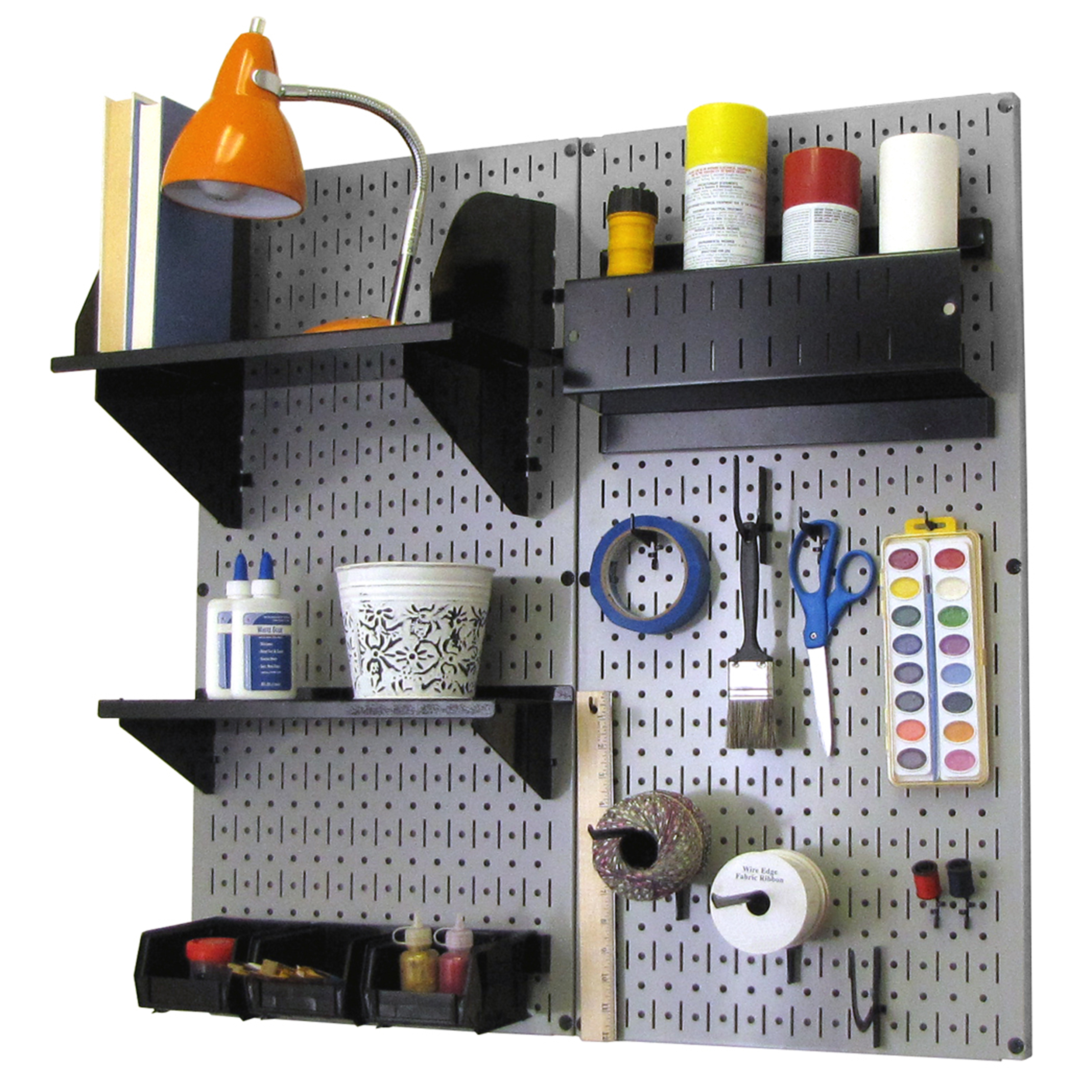 Pegboard Hobby Craft Pegboard Organizer Storage Kit With Gray Pegboard And Black Accessories