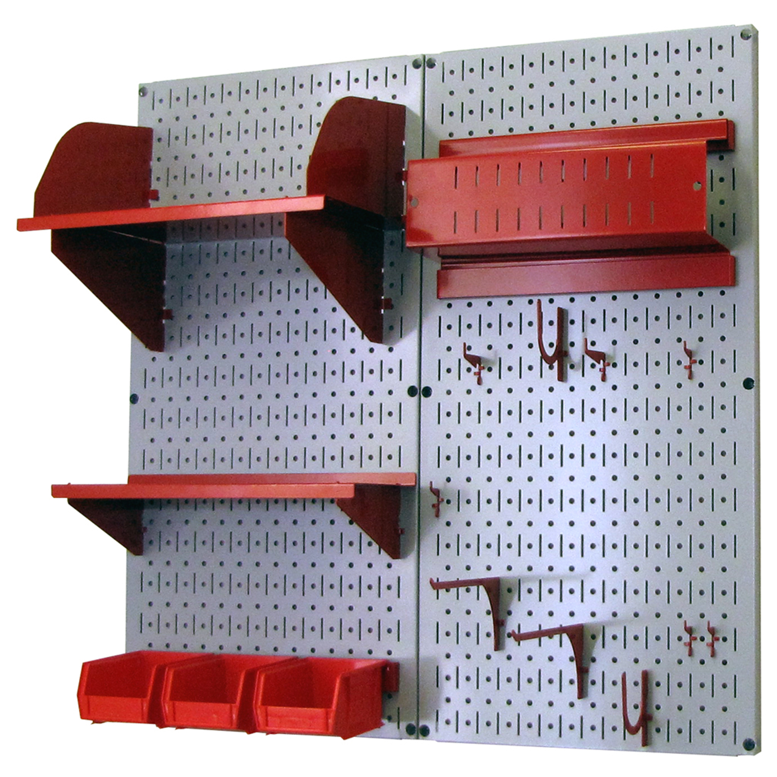 Pegboard Hobby Craft Pegboard Organizer Storage Kit With Gray Pegboard And Red Accessories