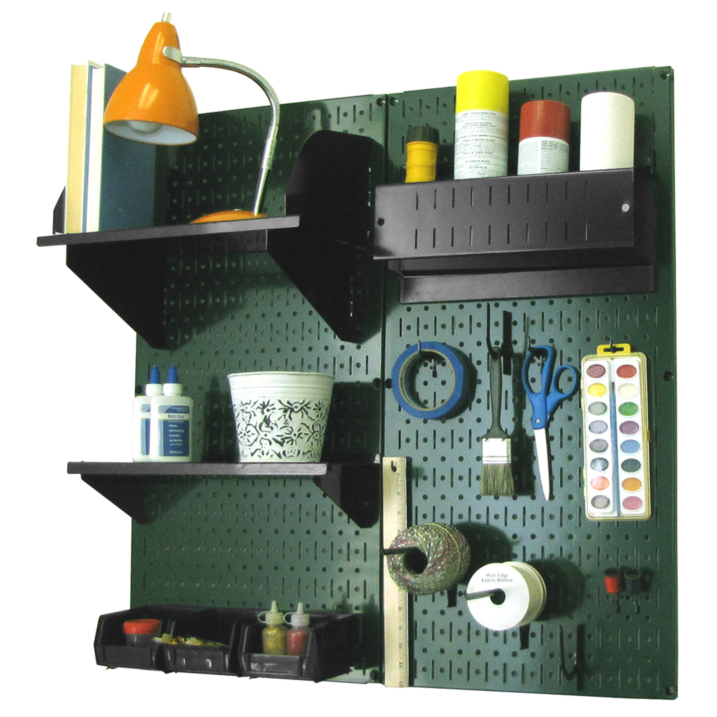 Pegboard Hobby Craft Pegboard Organizer Storage Kit With Green Pegboard And Black Accessories