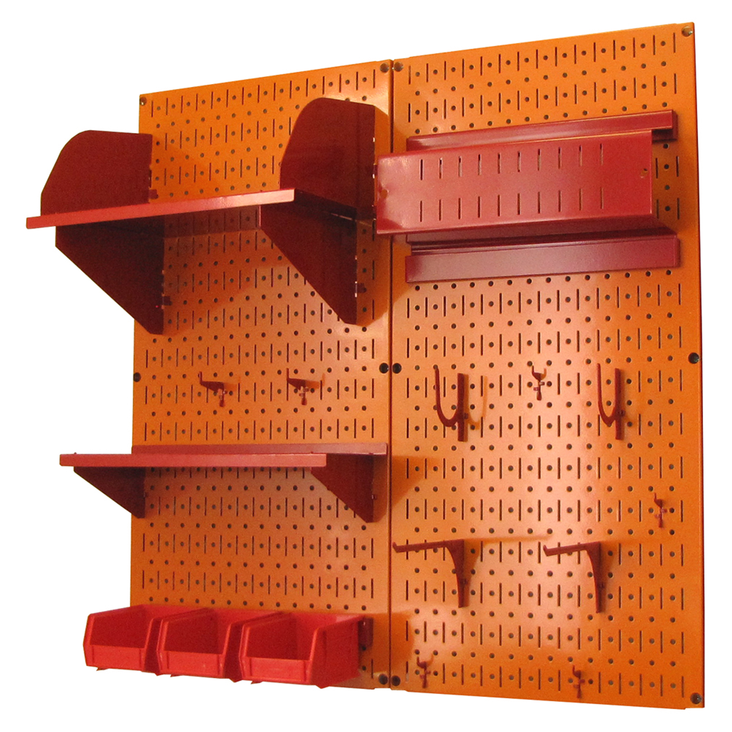 Pegboard Hobby Craft Pegboard Organizer Storage Kit With Orange Pegboard And Red Accessories