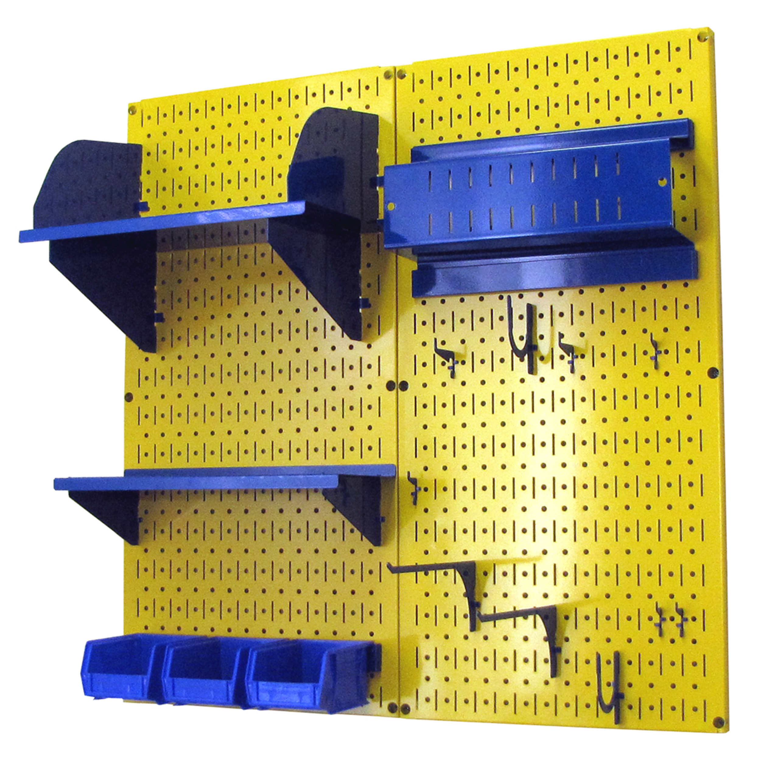 Pegboard Hobby Craft Pegboard Organizer Storage Kit With Yellow Pegboard And Blue Accessories