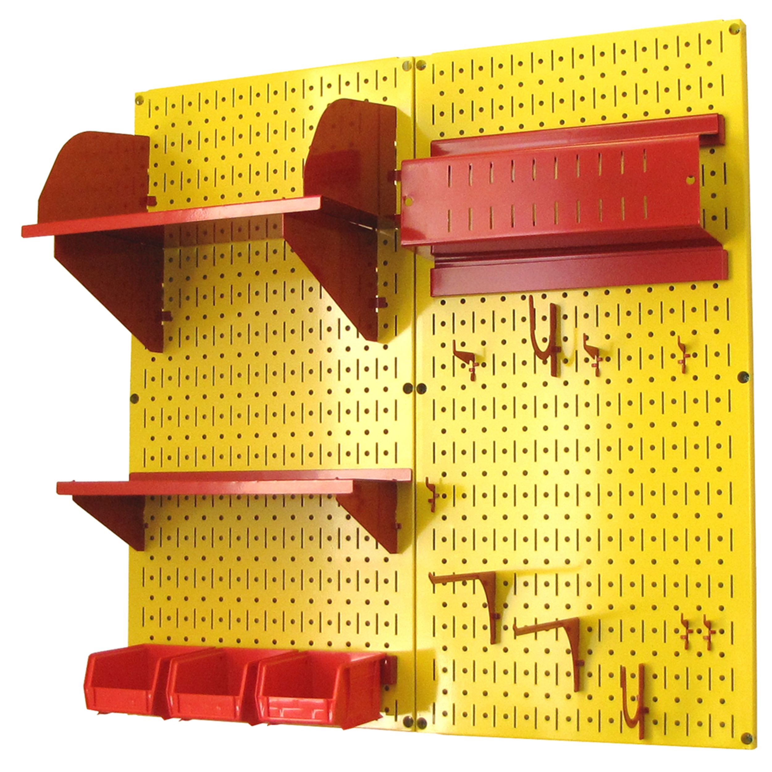 Pegboard Hobby Craft Pegboard Organizer Storage Kit With Yellow Pegboard And Red Accessories