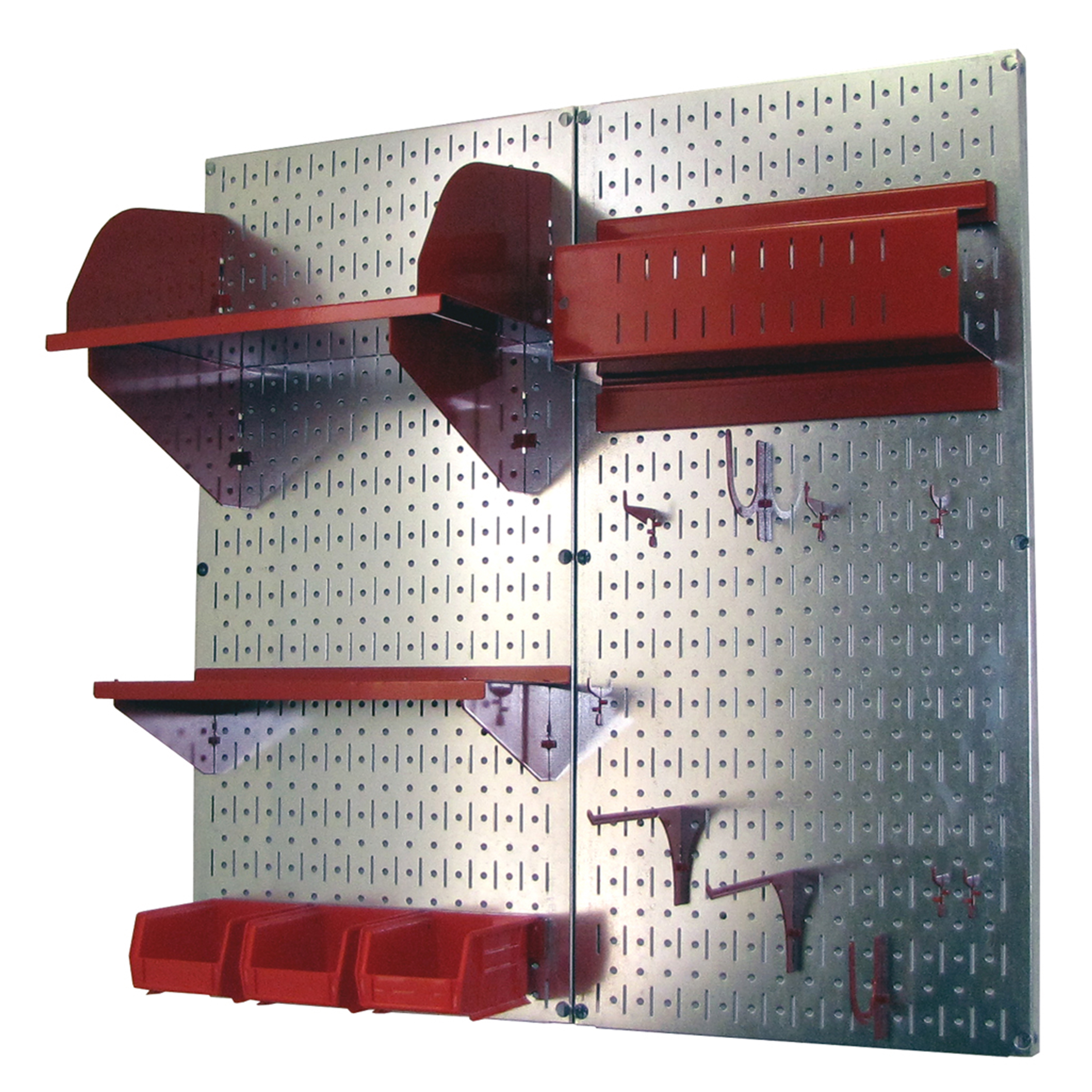 Pegboard Hobby Craft Pegboard Organizer Storage Kit With Metallic Pegboard And Red Accessories