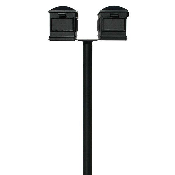 Lewiston Mailboxes With Hanford Twin Post, Black