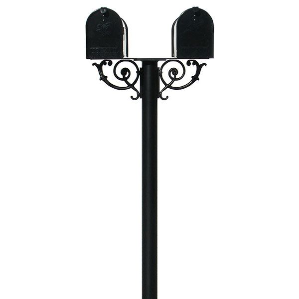 Economy Mailboxes With Hanford Twin Post And Support Braces, Black