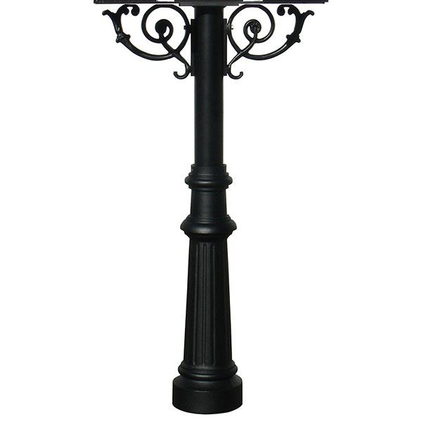 Hanford Triple Post With Support Braces And Fluted Base, Black