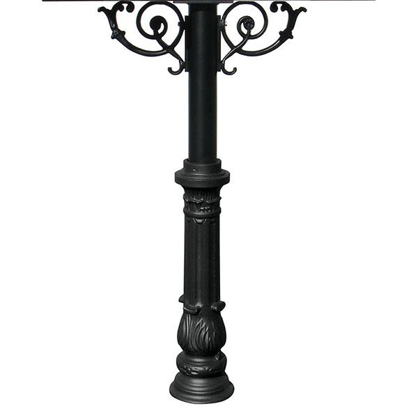 Hanford Quadruple Post With Support Braces And Ornate Base, Black