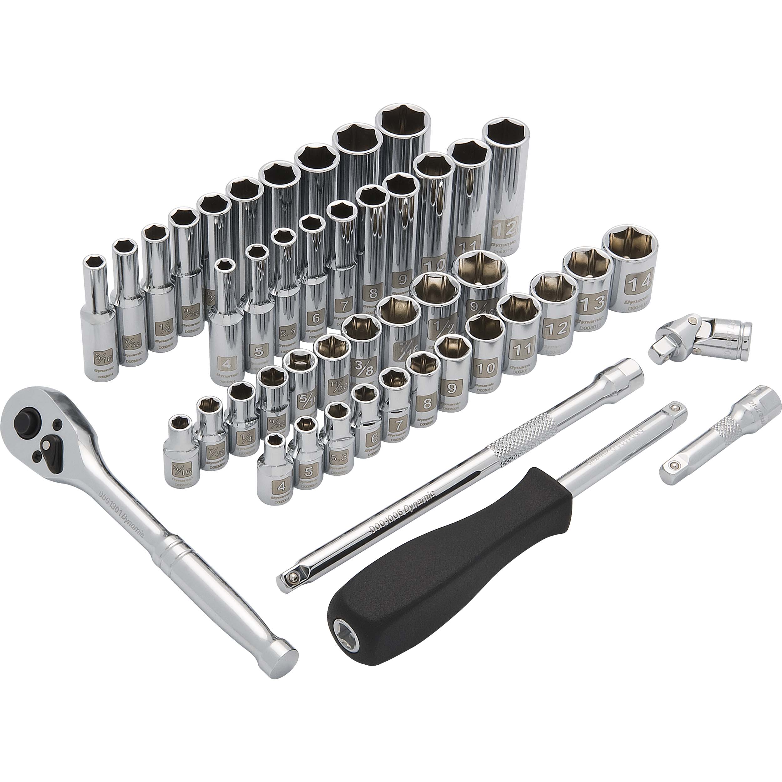 Tools 1/4" Drive, 47pc 6-point Sae/metric Standard/deep Socket Set - 3/16" - 9/16", 4mm - 14mm