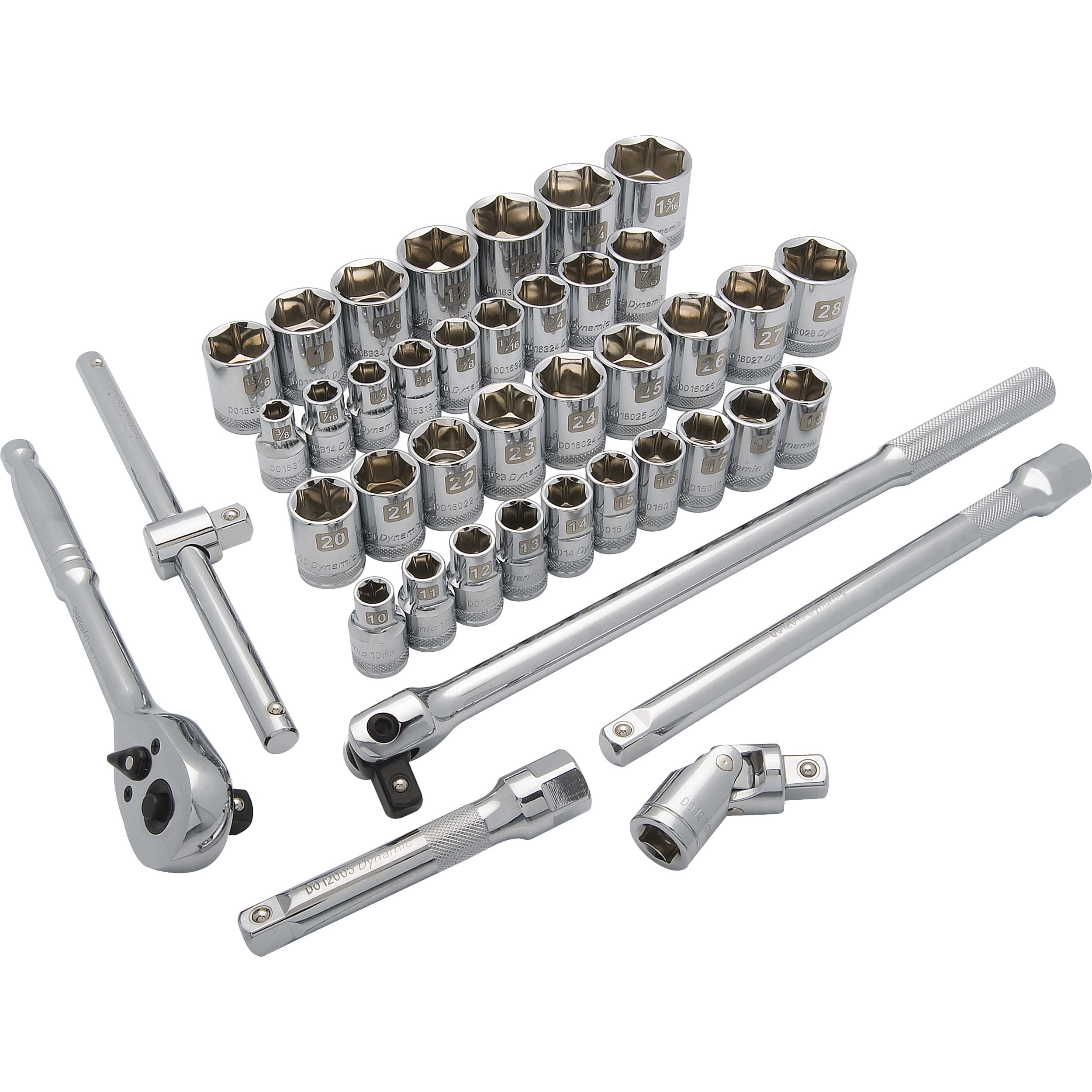 Tools 1/2" Drive 41pc 6-point Standard Sae/metric Socket Set, 3/8" - 1-5/16", 10mm - 28mm