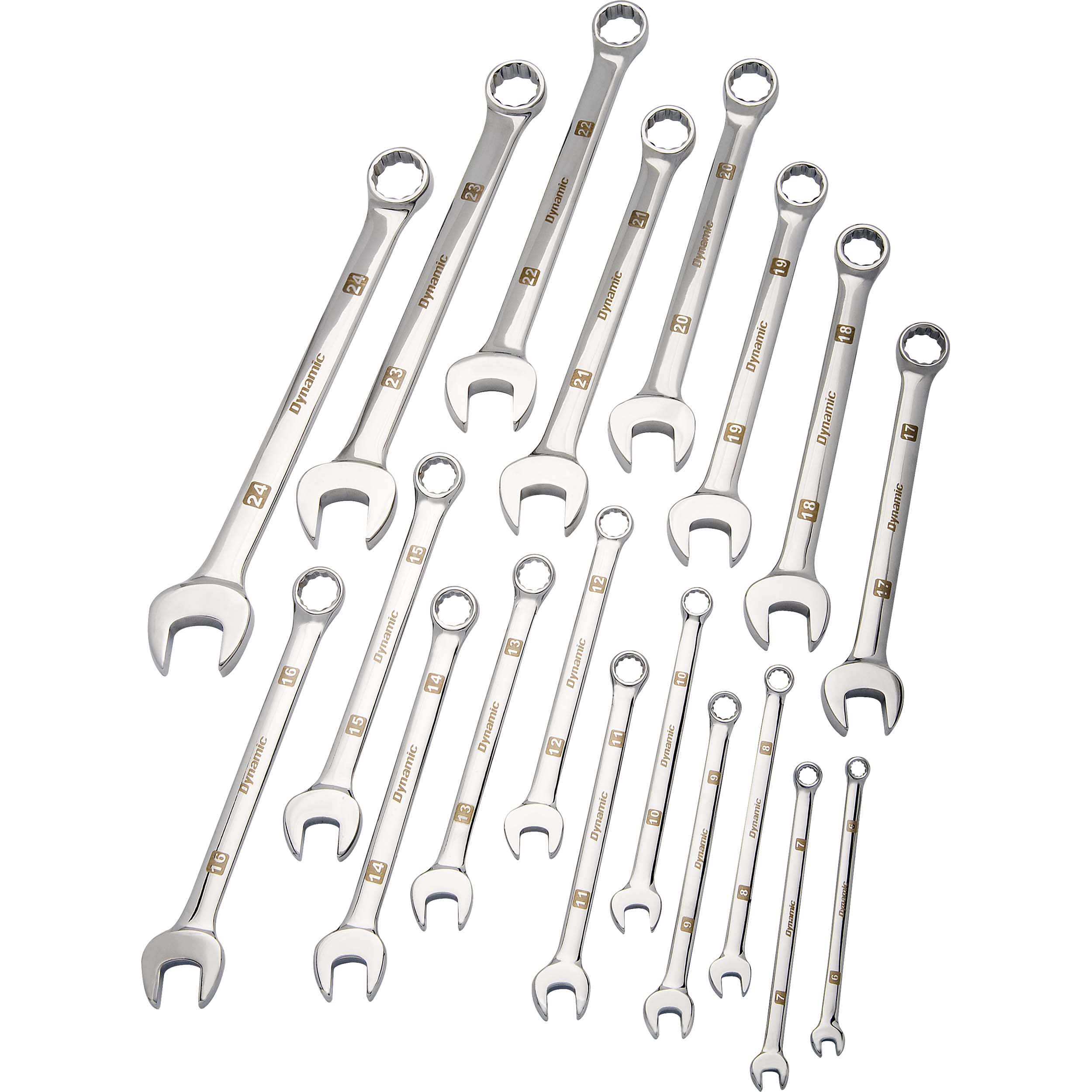 Tools 19pc Metric Combination Wrench Set With Mirror Chrome Finish, 6mm - 24mm